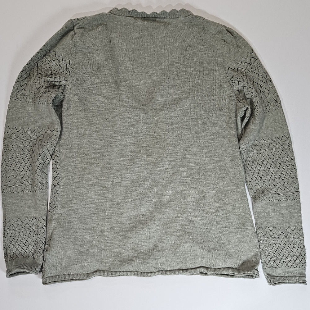 Frye Womens Cardigan Medium Olive Green Lightweight Fall Essential Sweater Top - Picture 2 of 7